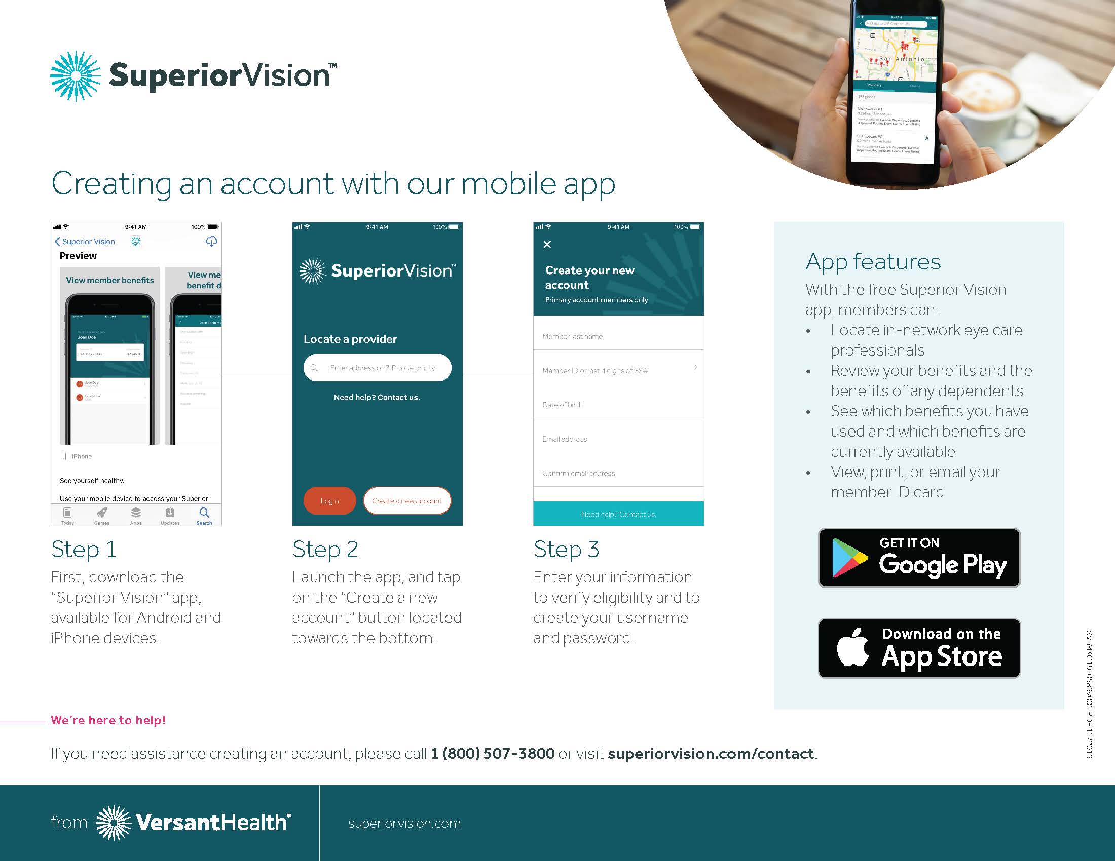 Flyer for Superior Vision App download instructions