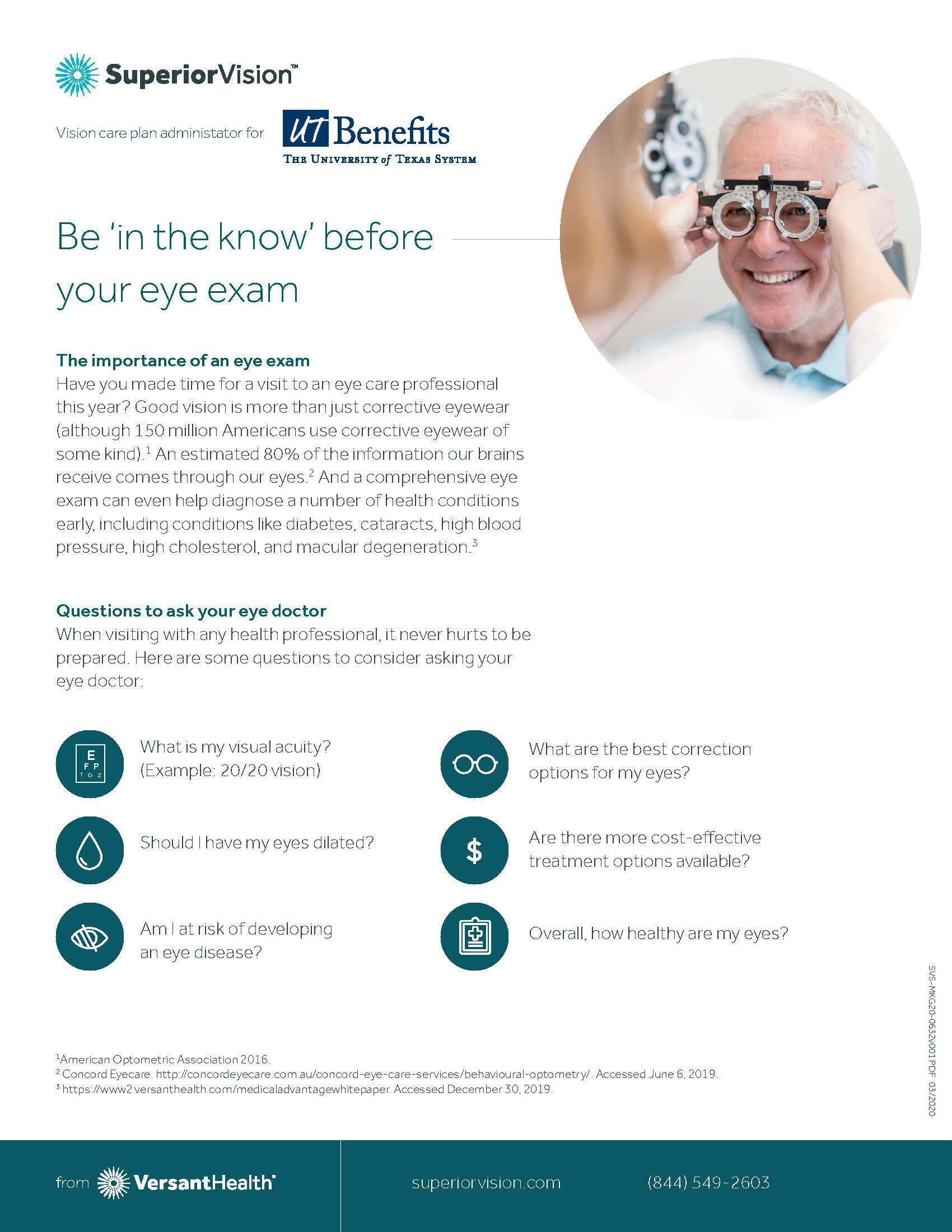 Flyer for Superior Vision about the importance of an eye exam