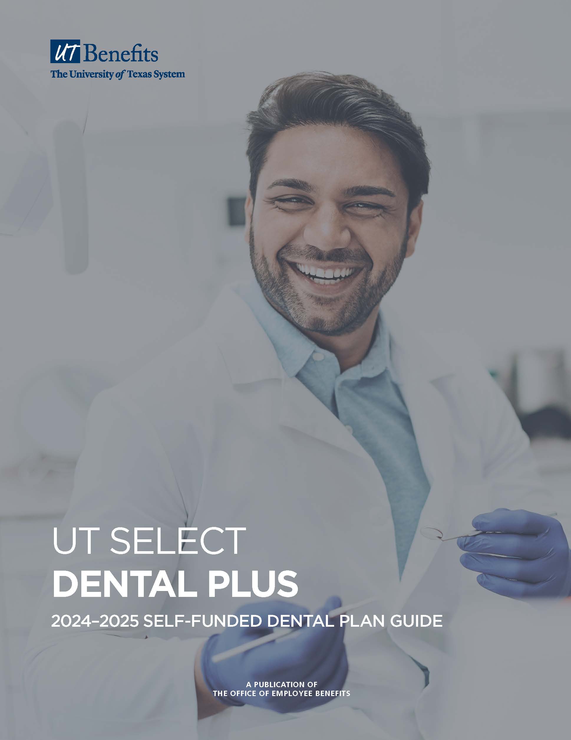 UT SELECT Dental Plus plan guide cover with dentist smiling