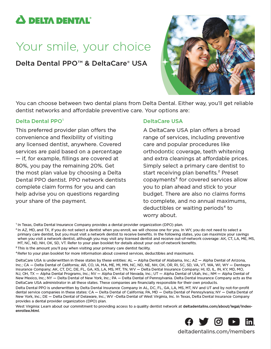 Dental Plan Options cover sheet