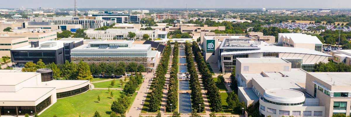 UT Dallas aerial view of the commons